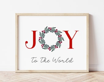 Printable Farmhouse Christmas Wall Art | Printable Wall Art | Printable Instant Digital Download | Joy to the World Christmas Print