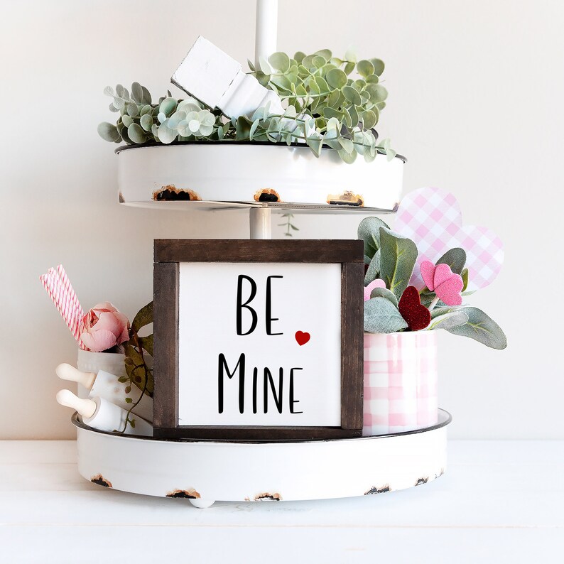 Be Mine Valentines Day Print, Valentine Day Printables, Valentine Signs, Valentine Farmhouse Decor, Tiered Tray Decor, Instant Download image 3