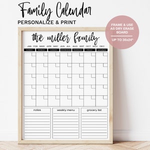 Groot familiecommandocentrum, maandelijkse en wekelijkse organisator, gezinsplanner, aangepaste wandkalender, 24x36&quot; kalender, droog uitwisbare 2022 wandkalender