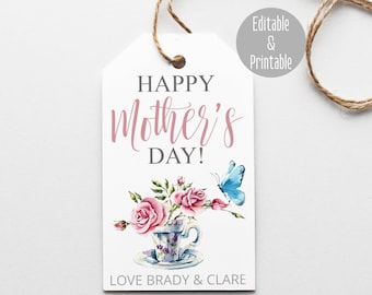 Editable Mother's Day Gift Tags Printable, Cookie Tag, Treat Bag Tag, Personalized Gift Tag for Mom, Editable Gift Tags, Printable Gift Tag