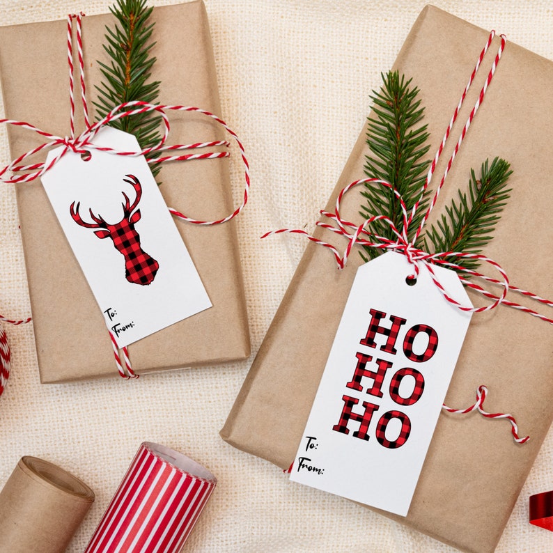 Printable Christmas Gift Tags Buffalo Plaid Gift Tags - Etsy