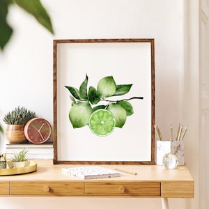Lime Watercolor Print, Kitchen Art Print, Wall Art for Kitchen, Lime Print, Fruit Wall Art, Kitchen Wall Art, Citrus Watercolour Print