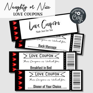 Custom Love Coupon Book for Him, Anniversary Gift, Valentines Day Gift, For Husband, For Boyfriend, Birthday Gift, Naughty or Nice Coupons image 1