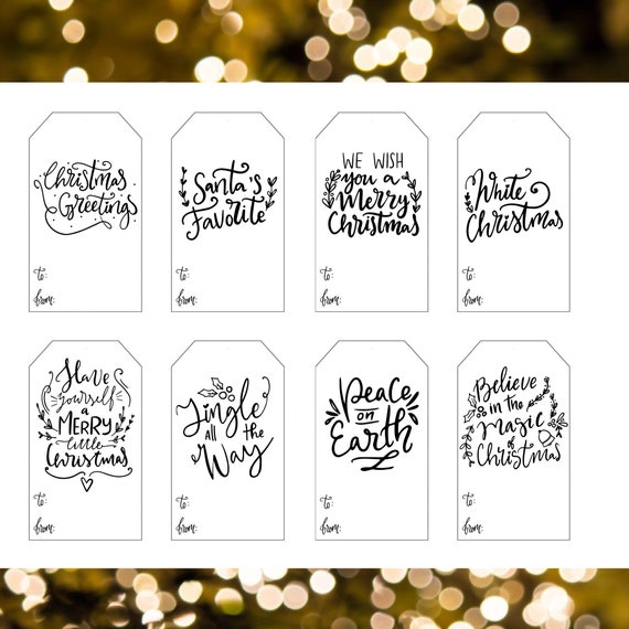 Printable Christmas Tags, Farmhouse Christmas Tags, Modern Christmas Tags,  Black and White, Christmas Gift Tags, Digital Gift Tags 