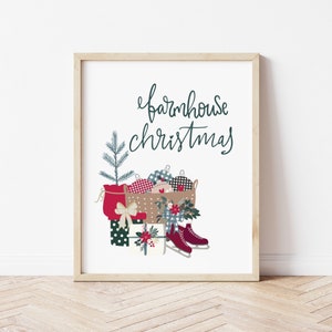 Farmhouse Christmas Wall Art | Printable Wall Art | Printable Instant Digital Download Decor | Christmas Printables