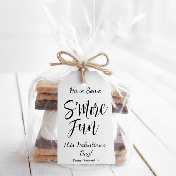 EDITABLE S'mores Fun Gift Tag Template, Valentine Treat Tag Birthday Favor Tag S'more Tags S'mores Party Gift Tag Template, Digital Download