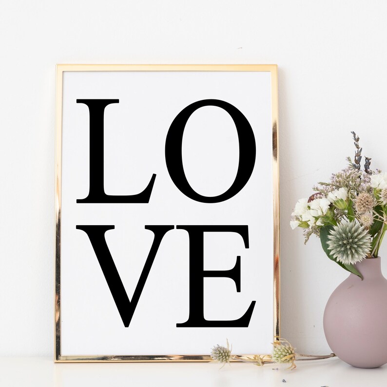 LOVE Print, Valentines Day Printable Wall Art, Valentines DIY Decor, Valentine Farmhouse Decor, Valentines Gallery Wall Prints, Download image 2