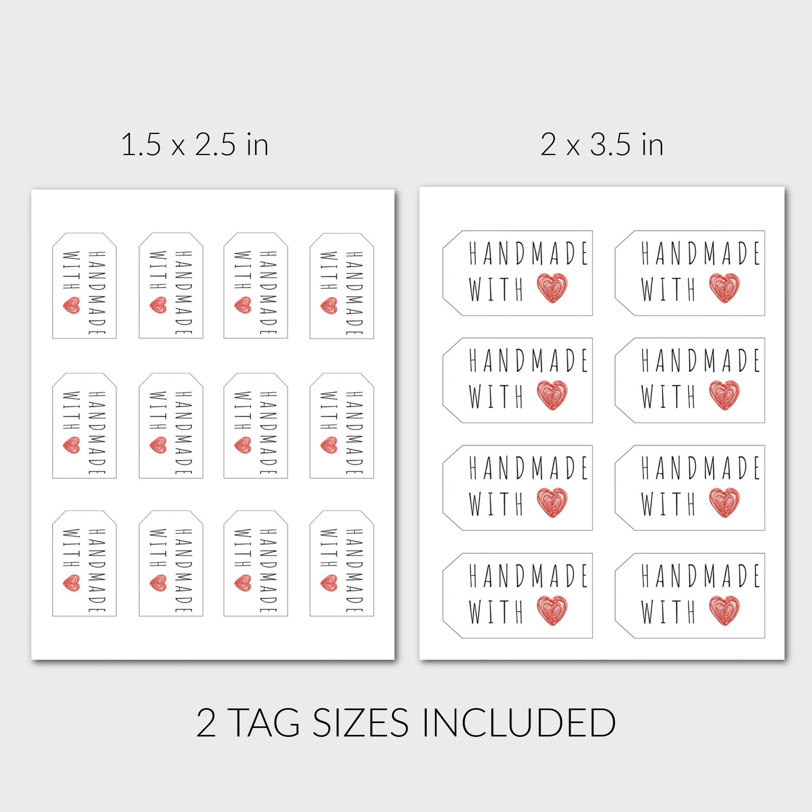 Printable Handmade With Love Gift Tags Printable Gift Tags Printable ...