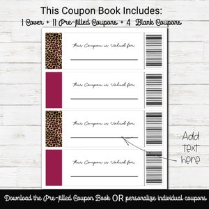 Custom Coupon Book, Love Coupon Book for Him, Editable Valentine Coupons for boyfriend, Anniversary Gift, Valentines Day Gift for Husband image 5