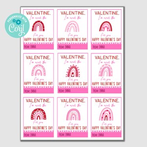 Editable Class Valentine Cards, Valentine Cards for Kids, Classroom Valentine, Teacher Valentine, Coworker valentine, Rainbow Valentine image 6