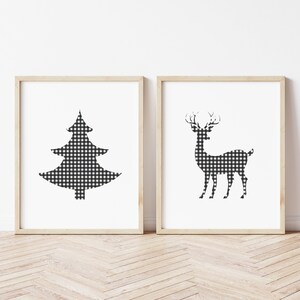 Printable Farmhouse Christmas Wall Art | Printable Wall Art | Printable Instant Digital Download | Buffalo Plaid Christmas
