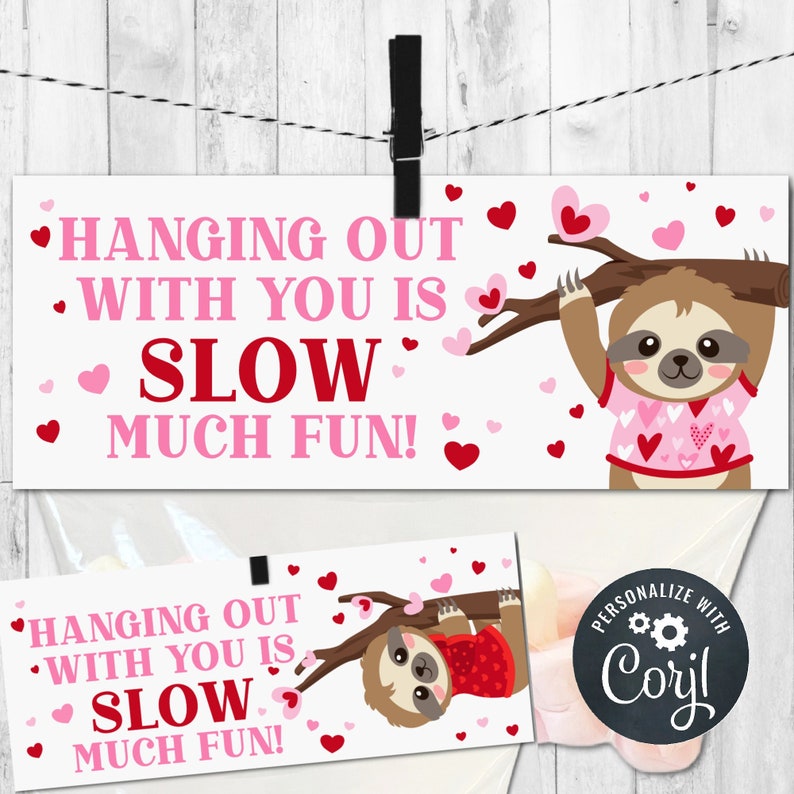 EDITABLE Valentines Day Card for Kids, Valentine Treat Topper for Kids, Valentine Card for Class, Kids Valentine Card, Printable Valentine image 1