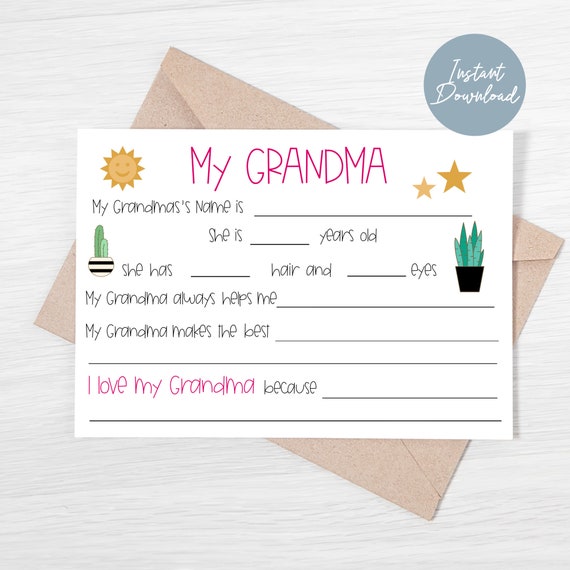 Printable Card for Grandma Happy Mothers Day Card Printable | Etsy