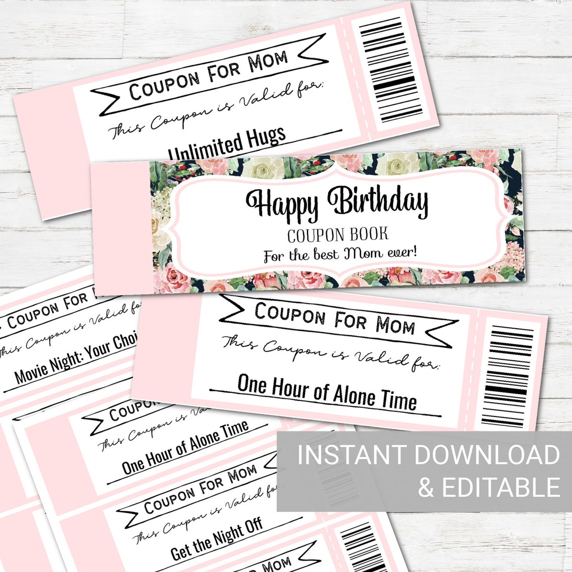 Editable Coupon Book Birthday Gift For Mom Custom Coupon Etsy Hong Kong