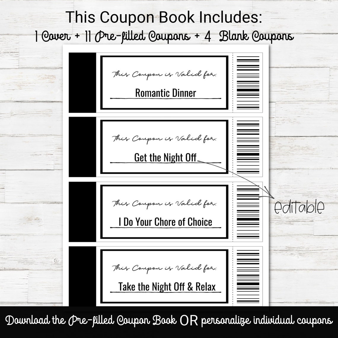 Editable Coupon Book, Birthday Gift for Husband, Custom Coupon Book ...