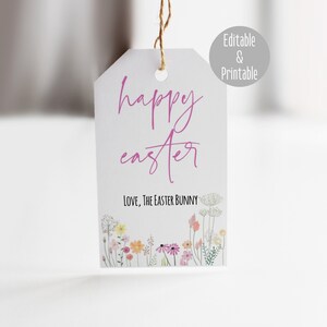 Editable Easter Gift Tag, Basket Tags for Easter, Instant Download, Happy Easter Tag, Easter Favor Tags, Printable Easter Basket Tags