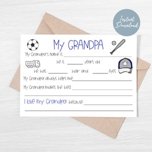 Druckbare Karte für Opa, personalisierte Karte für Opa, druckbare Vatertagskarte, Geschenk von Enkelkindern, Geburtstagskarte für Opa