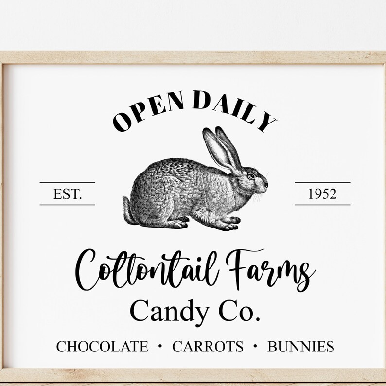 Printable Easter Sign, Easter Bunny Farm Sign, Farmhouse Easter Wall Art, Farmhouse Easter Decor, Digital Download, Cottontail Farms Print image 3