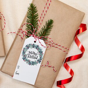 Printable Christmas Gift Tags | Printable Gift Tags | Printable Instant Digital Download Tags | Wreath Christmas Tags