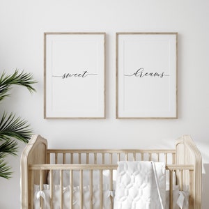 Nursery Room Sign, Sweet Dreams, Set of 2, Nursery Room Décor, Nursery Wall Decoration, Baby Shower Gift, Sign Above Crib, Crib Sign, Poster