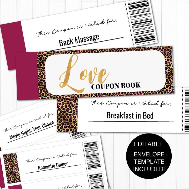 Custom Coupon Book, Love Coupon Book for Him, Editable Valentine Coupons for boyfriend, Anniversary Gift, Valentines Day Gift for Husband image 1