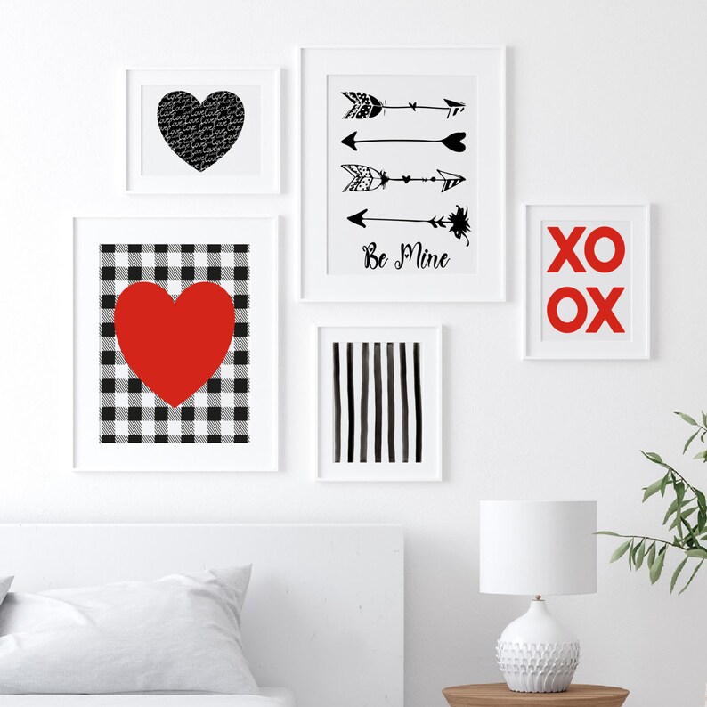 Black & White Stripe Printable Wall Art, Valentines DIY Decor, Valentine Farmhouse Decor, Valentines Gallery Wall Prints, Download image 6