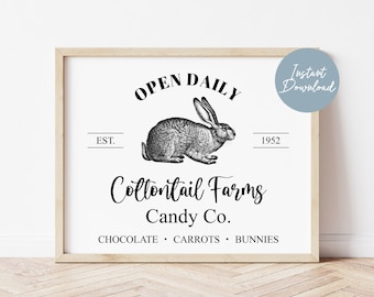 Printable Easter Sign, Easter Bunny Farm Sign, Farmhouse Easter Wall Art, Farmhouse Easter Decor, Digital Download, Cottontail Farms Print