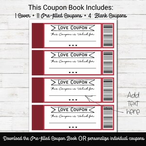 Custom Coupon Book, Love Coupon Book for Him, Editable Valentine Coupons for boyfriend, Anniversary Gift, Valentines Day Gift for Husband image 5