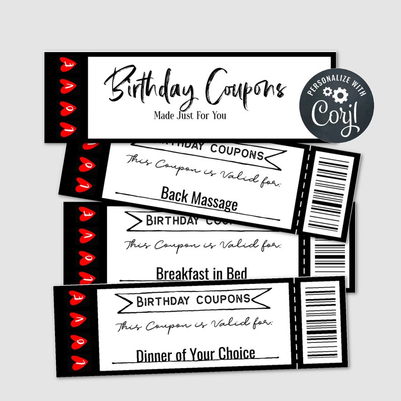 Custom Coupon Book Birthday Gift For Husband Birthday Gift Etsy
