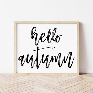 Hello Autumn Printable Sign, Fall Wall Art, Farmhouse Fall Printable, Printable Fall Decor, Hello Autumn Decor, Printable Art, Fall Sign