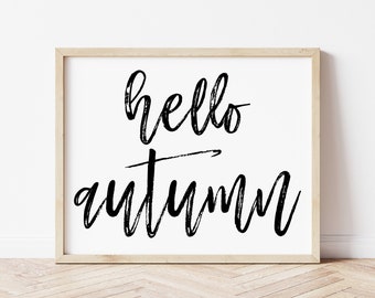 Hello Autumn Printable Sign, Fall Wall Art, Farmhouse Fall Printable, Printable Fall Decor, Hello Autumn Decor, Printable Art, Fall Sign