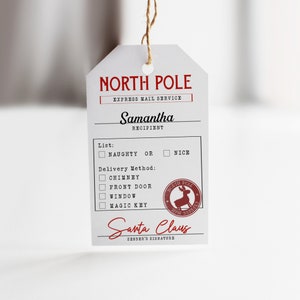 PRINTABLE Santa Gift Tags Template, Personalized North Pole Gift From ...