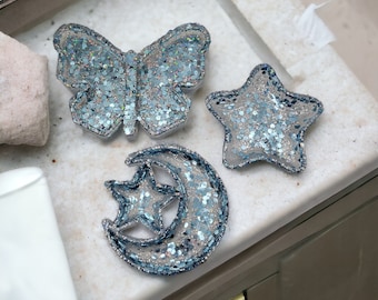 Decorative Sparkling Resin Tray Unique Resin Dish gift idea for house warming gift butterfly trinket tray moon and star tray star dish gift