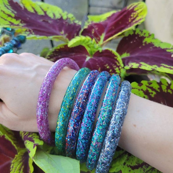 Glitter resin bangle bracelets