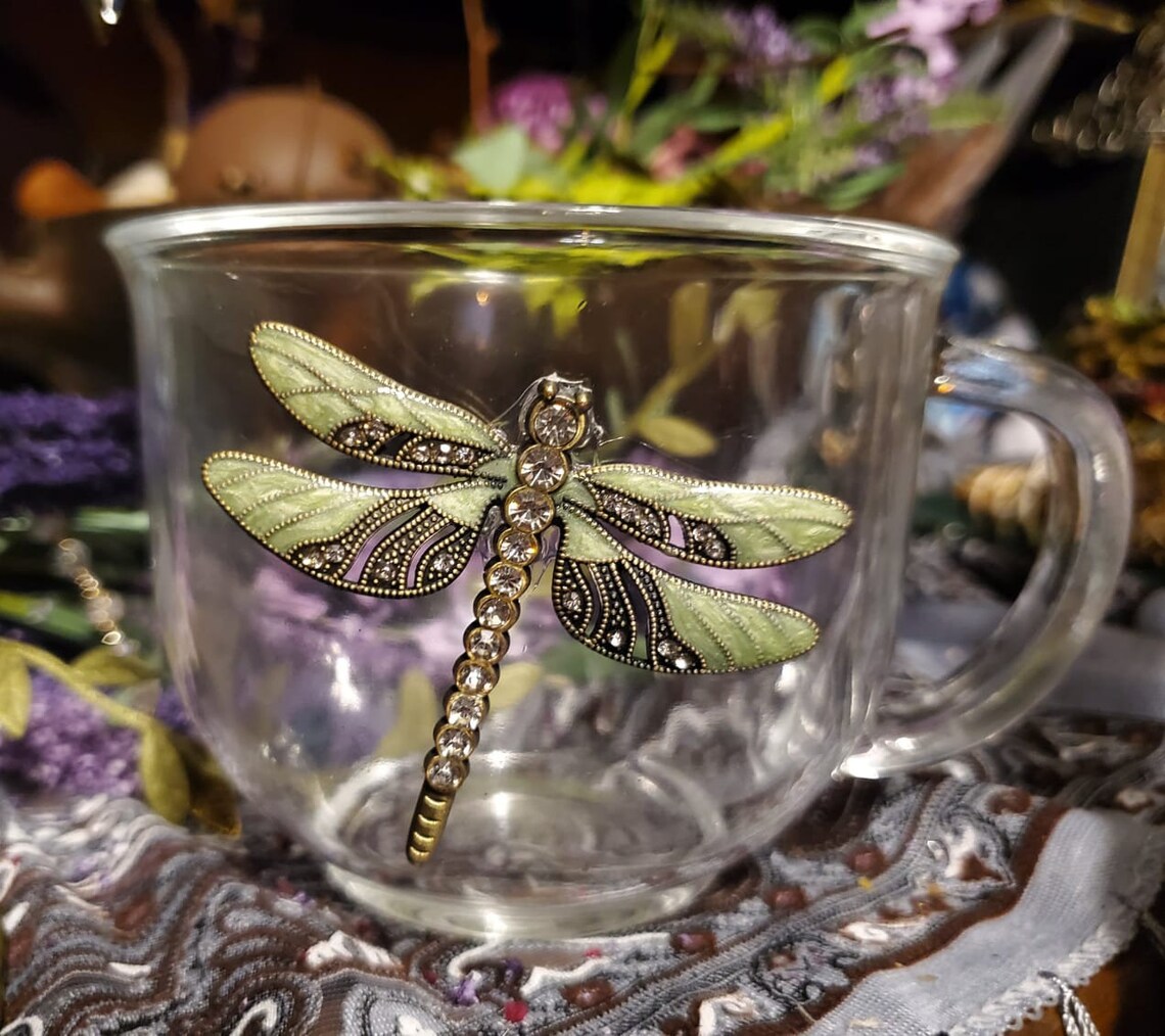 Glass dragonfly teacup and tea set Etsy