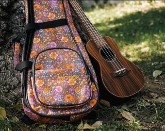 Ukulele Concert Bag Fall with Colorful Flowers Pink and Orange Tear Resistant Rainproof (Model:Bloom - 04 Series)