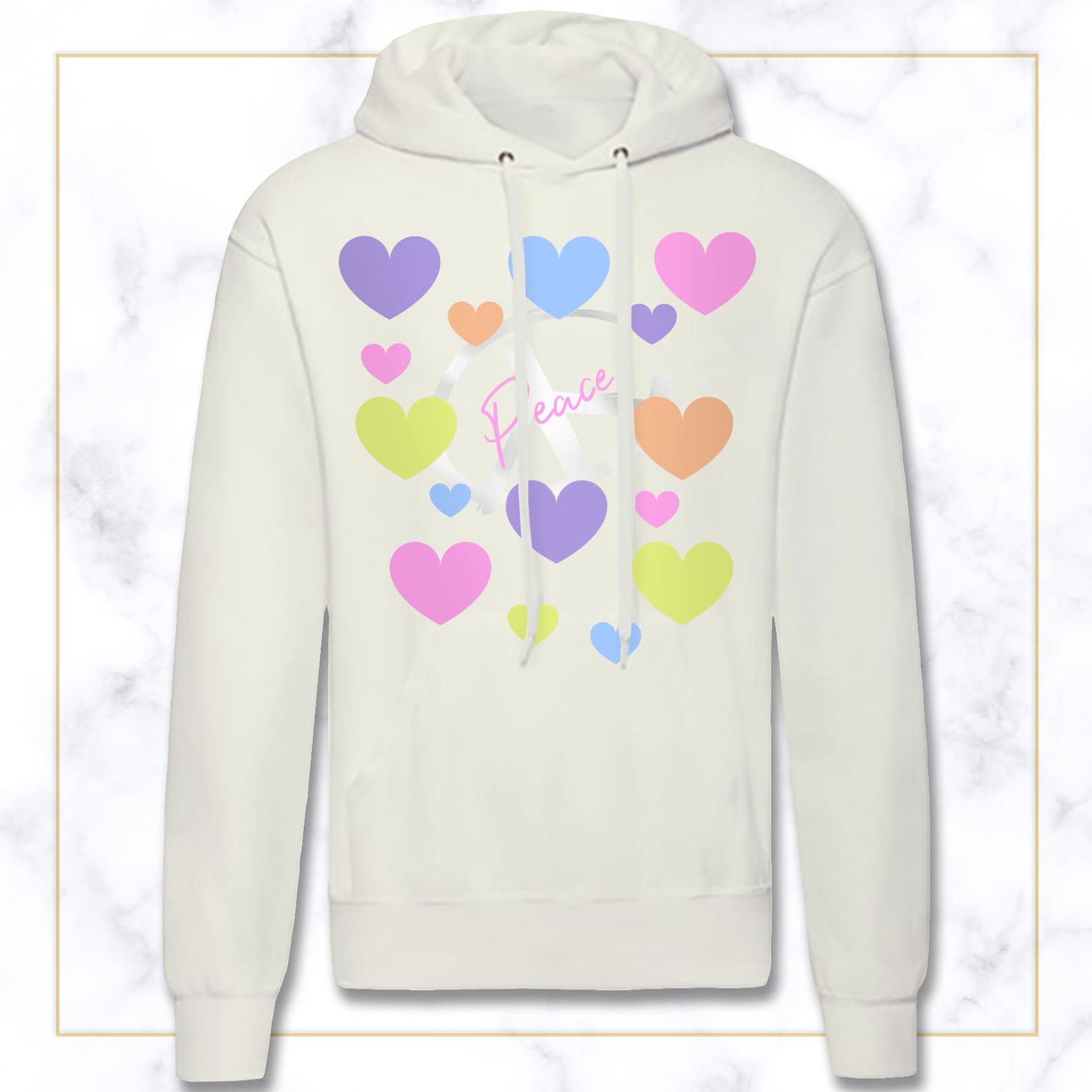 Peace Hooded Sweatshirt Colourful Heart Print Design - Etsy UK