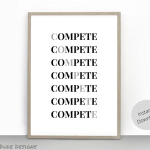 Compete, Gaming Wall Art, Video Game Print, Gaming Room Décor, Printable Game Room Art, Kids Play Room, Boys Room, Digital Download