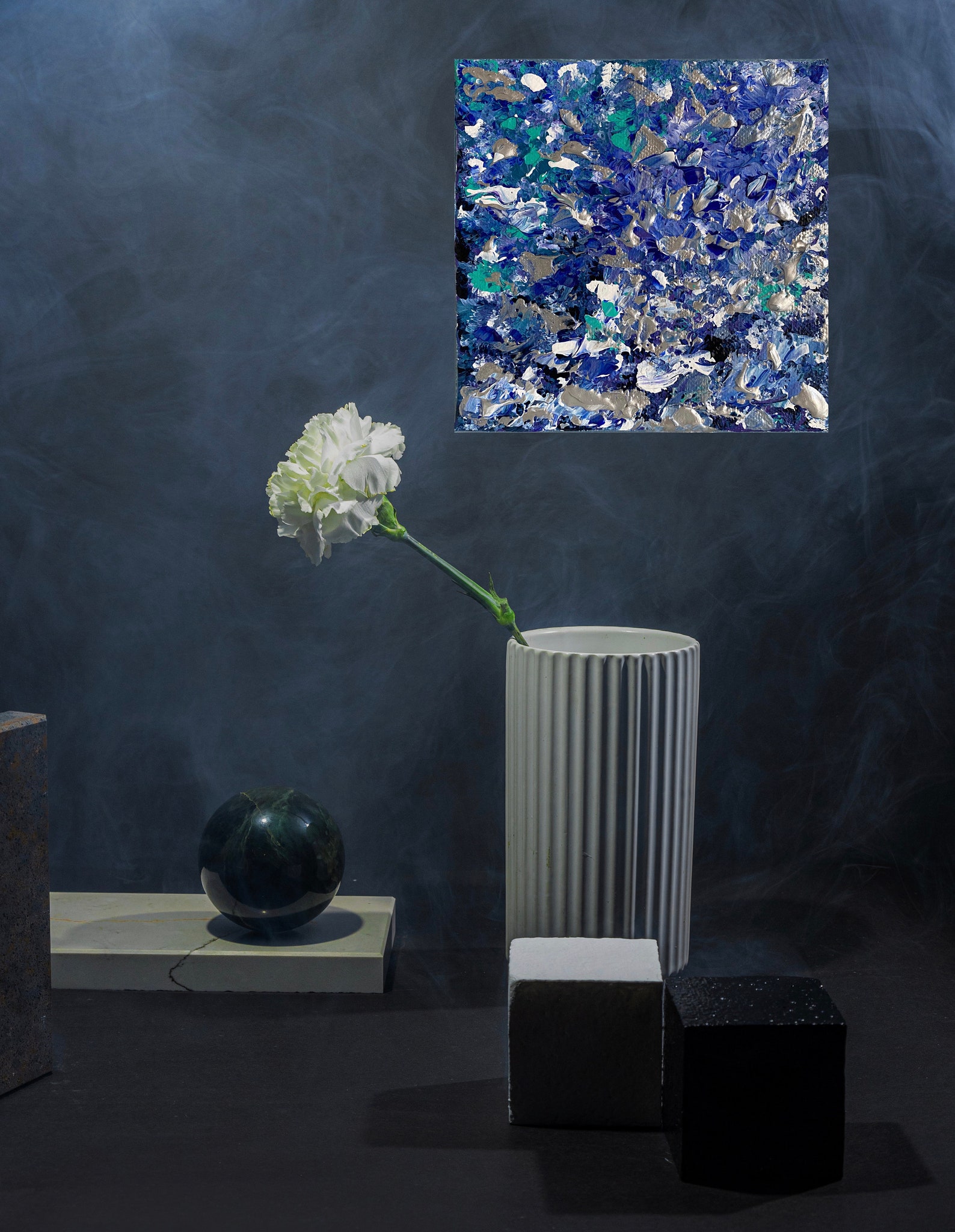 Crystal Painting on Canvas Art Silver Blue Painting on Wall Etsy