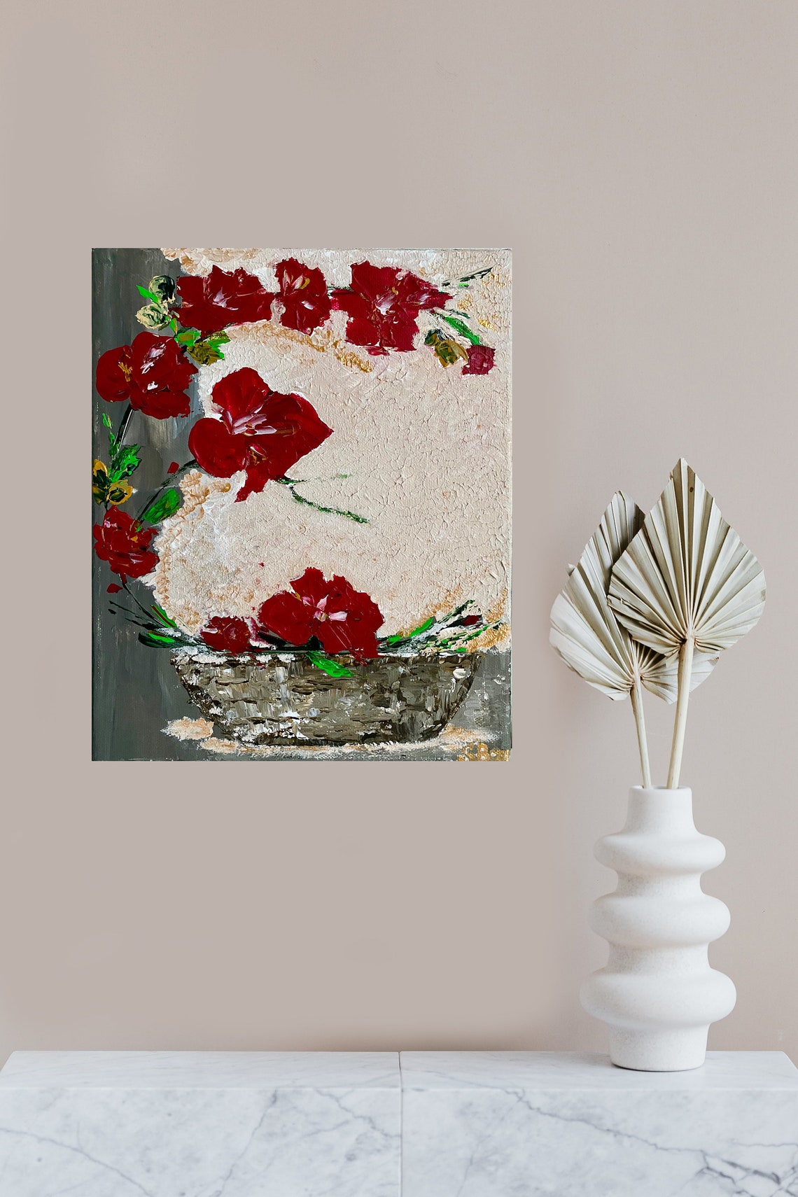 Floral Painting on Canvas Art Acrylic Painting on Wall Art - Etsy UK