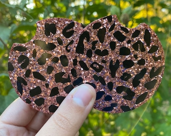 Resin Rose Gold Cheetah Print Car Coasters (set of 2)