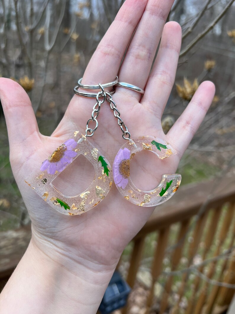 Custom Resin Flower Keychain Etsy