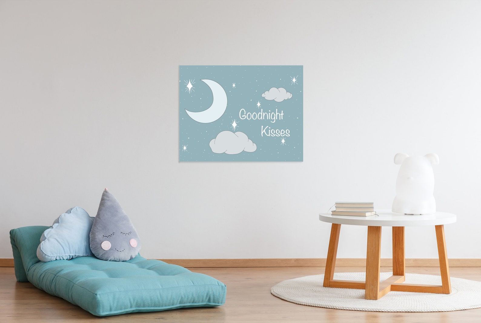 Blue Gray Night Sky Nursery Room Canvas Wrapped Wall Art | Etsy