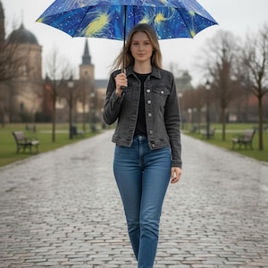 Stars Umbrella: Automatic Open/Close, Compact Travel Size