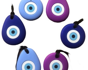 EVIL EYE PENDANT. Chewelry, Autism, adhd, Sensory seekers, stimming, anxiety, students and educators