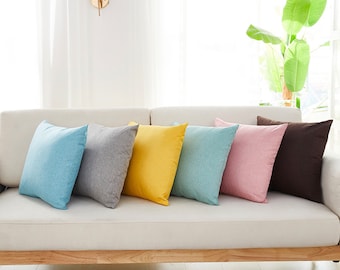 Linen Solid Color Pillow Covers for Home Décor | Cozy and Stylish | 16x16 or 18x18 inches | Square Decorative Cushion  Couch,Kids Bed Room