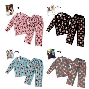 GZYZXP Bas de Pyjama pour personnalisé avec Photo de Visage, Pantalon de  Pyjama personnalisé, Pyjamas rigolos pour la Famille, Cadeaux  personnalisés