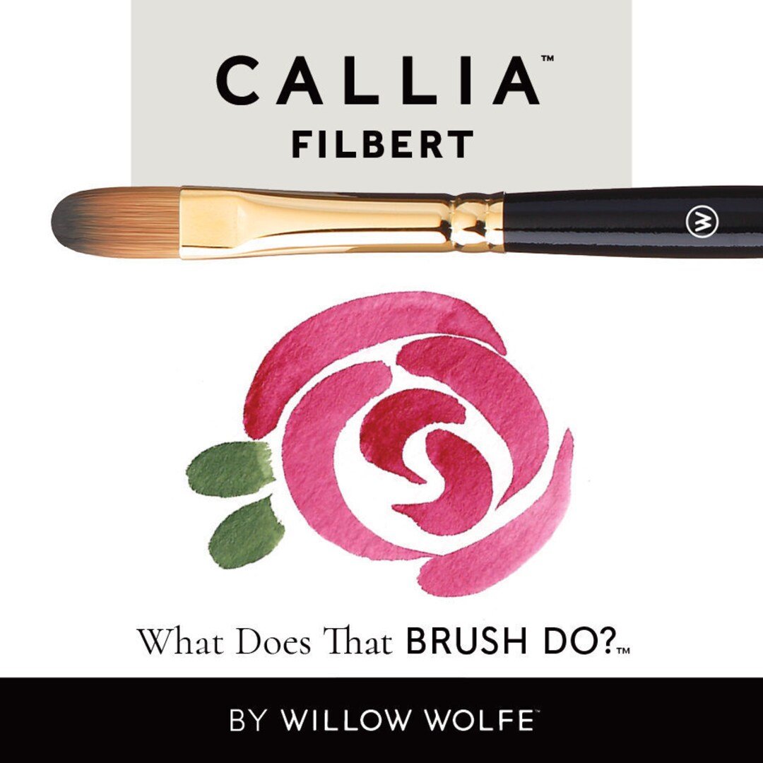Callia Filbert Paint Brush, Synthetic Kolinsky Sable by Willow Wolfe