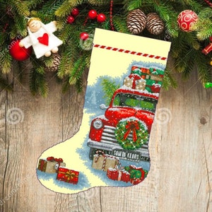 Christmas boot 59, Christmas Stocking, PDF Counted Cross Stitch, Embroidery Chart, Hand Decor Embroidery, Needlepoint Chart Instant download
