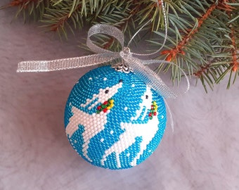 Bauble Christmas deer, Christmas tree bauble, Christmas Tree Toy, Handmade Christmas decoration, Christmas gift, Christmas Beaded balls.